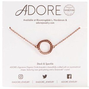 ADORE Swarovski Circle Bracelet Rose Gold Adjustable NWT OS Stack & Sparkle